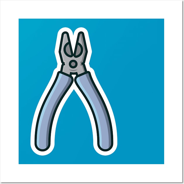 Pliers Tool Sticker vector illustration. Mechanic and Electrician working tool equipment objects icon concept. Hand tools for repair building sticker design icon logo. Wall Art by AlviStudio